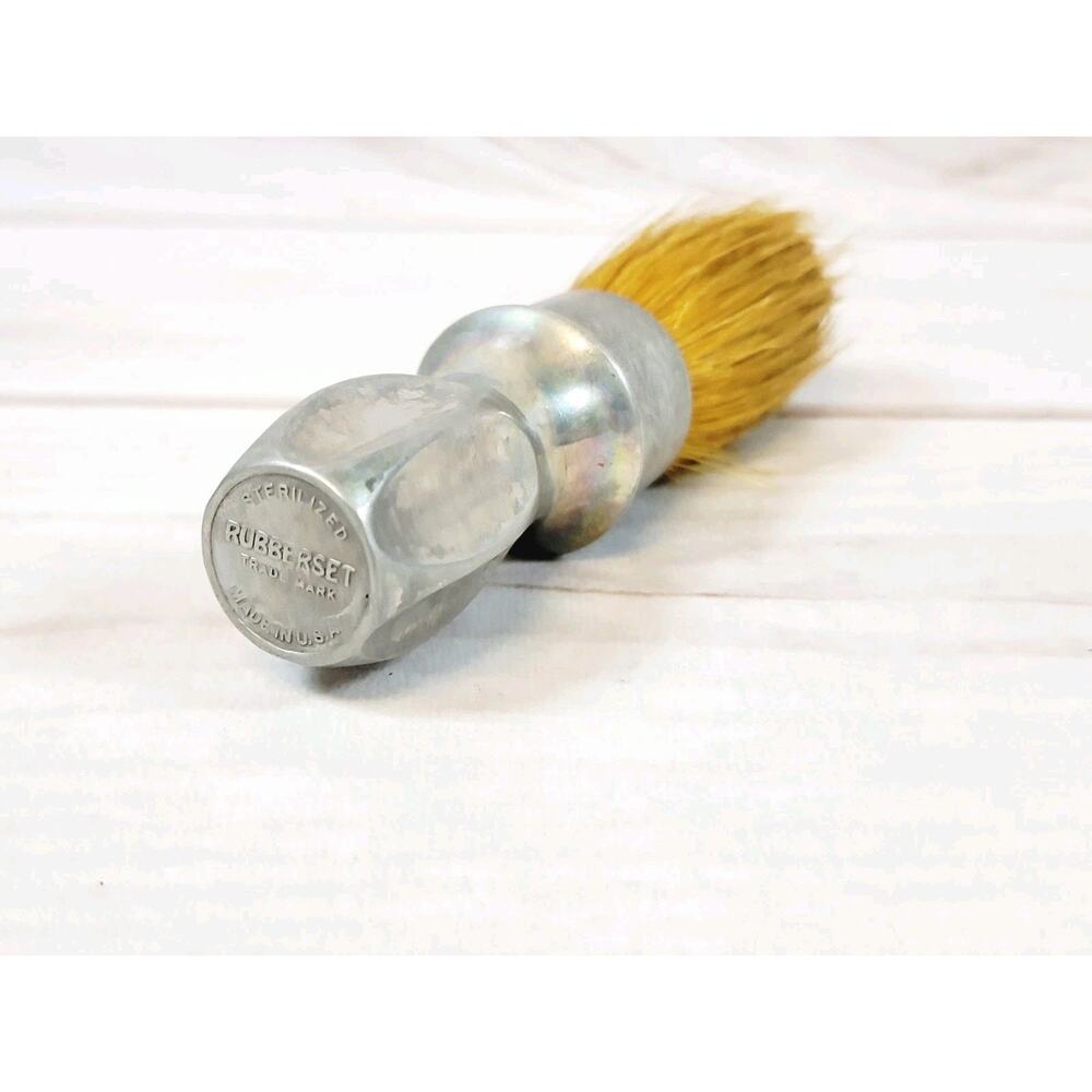 Vintage Rubberset #4 Sterilized Aluminum Handle Shaving Brush Made USA Very Nice